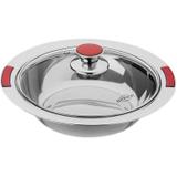 Travessa com Tampa Vidro 35cm Vintage Brinox Vermelho