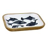 Travessa de Madeira 24cm Peixe Azul - A/CASA