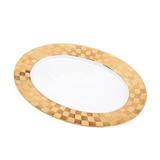 Travessa de porcelana oval Vera dourada 35x25 cm - Goldenhome
