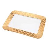 Travessa De Porcelana Retangular Vera Dourada 32x23 Cm - Goldenhome