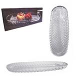 Travessa de vidro oval decorada 33x13cm na caixa - Freecom