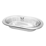Travessa Inox Com Tampa De Vidro 34cm - Gourmet mix