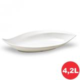 Travessa Melamina Funda Folha Branco Haus 59x32,5x9cm 4,2L Dt5830-0