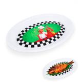 Travessa Oval 35,5 Cm em Melamina/Plastico Ilustracao Chef e Xadrez Fuxing