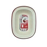 Travessa retangular esmaltada Fackelmann Retrô 15x11x4cm creme com vermelho - Joie msc