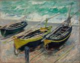 Três Barcos de Pesca - Claude Monet - Tela 50x63 Para Quadro - Santhatela