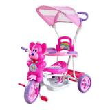 Triciclo Infantil Bebê Passeio Som Luz Empurrador Rosa +12 M DM Toys