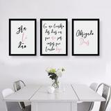 Trio de quadros decorativos - Gratidão a Deus - Dama arteira