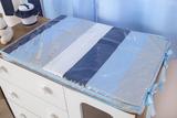 Trocador de Comoda para Bebê 100% Algodão Listrado Cinza com Azul - Bruna baby