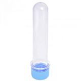 Tubete Plástico Transparente Tampa Azul 13cm Com 10 Unidades - Tasil