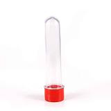 Tubete Plástico Transparente Tampa Vermelho 9cm Com 10 Unidades - Tasil