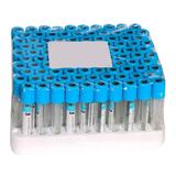 Tubo de Vidro Coleta de Sangue 4 ml com Citrato de Sódio Tampa Azul para PRP - Rack com 100 Tubos - Vacuplast