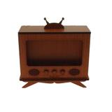 Tv Antiga Decorativa Amarela Madeira C/ Suporte p/ Celular - Maisaz