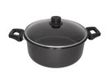 UD - CAÇAROLA ESMALTADA PRETA LISA T/VIDRO - Agatha - 24 cm