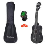 Ukulele Soprano Com Capa E Afinador - Black - Makanu