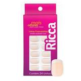 Unhas Ricca Auto Adesiva Quadrado Francesinha Nude - Belliz