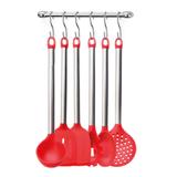 Utensílios de Cozinha Silicone Vermelho e Suporte Inox 7 pcs - Arthi