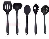 Utensílios De Silicone Preto Cabo De Silicone Maciço 5 Pçs - Clink
