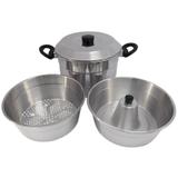 Vaporeira banho maria alumínio 3 peças - Casa Útil