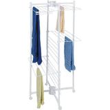 Varal Vertical de Chão dobrável com Abas e Rodas - Vertical em Aço Termoplastico - Branco Metaltru