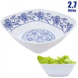 Vasilha Grande Decorada 2,7 Litros em Melamina / Plastico Branca Fuxing