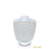Vasinho Trevo 3 Tela Branco com Ouro - Cristais cadoro