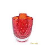 Vasinho Trevo 3 Tela Vermelho com Ouro - Cristais cadoro
