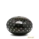 Vaso Bola Achatada Tela Preto com Ouro - Cristais cadoro