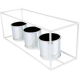 Vaso com Suporte Geo Forms 3 Retangular 51cm x 16,5cm x 18,5cm Urban Prata