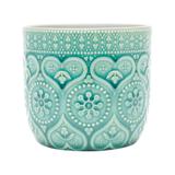 Vaso Embossed Heart and Flowers de Cerâmica 12 X 12 X 11 Cm - Urban