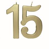 Vela Aniversario 15 Anos Metalizado Dourado Decoração Festas - Cromus