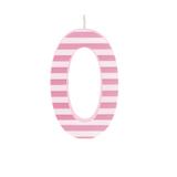 Vela Aniversario Grande N0 Listras Rosa/Branco Dec. Festas - Cromus