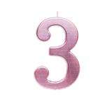 Vela Aniversario Grande N3 Metalizado Rosa Dec. Festas - Cromus