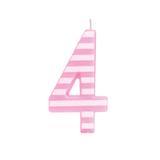Vela Aniversario Grande N4 Listras Rosa/Branco Dec. Festas - Cromus