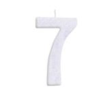 Vela Aniversario Grande N7 Branco C/Glitter Dec. Festas - Cromus