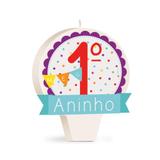 Vela Aniversario Meu 1 Aninho Redonda Azul Decoração Festas - Cromus