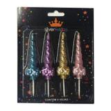 Vela Chifre Unicórnio C/4pcs V120 Silver Festas