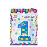 Vela de Aniversário 1 Ano Azul Mundo Bizarro - Festabox
