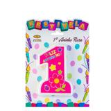 Vela de Aniversário 1 Ano Rosa Mundo Bizarro - Festabox