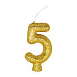 Vela de Aniversário Cintilante Dourado Nº 5 - Regina