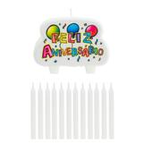Vela de Aniversário Feliz Aniversário White Mundo Bizarro - Festabox