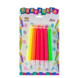 Vela de Aniversário Palito Neon 12 unidades Mundo Bizarro - Festabox