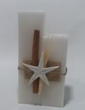 Vela Decorativa Conjunto com 2 Velas Quadradas Decorada Estrela do Mar - Alessandra velas