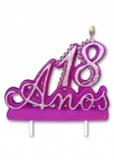 Vela Especial De 18 Anos Para Festa E Bolo De Aniversário Lilás com Prata - Ref: 1234 - Velarte