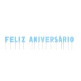Vela Letras Feliz Aniversario Azul Dec. Festas - Cromus