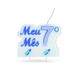Vela Mesversario 7 Meses Azul Decoração Festas - Cromus