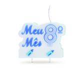 Vela Mesversario 8 Meses Azul Decoração Festas - Cromus