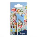Vela Mini Letrinha N na Cor Azul Velarte