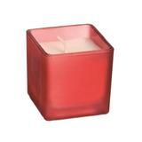 Vela Natalina Aromatizada Copo Vidro Quadrado Vermelho 5cm - Cromus