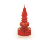 Vela Natalina Enfeite Vermelha Listras Douradas 10cm 6 Peças - Cromus